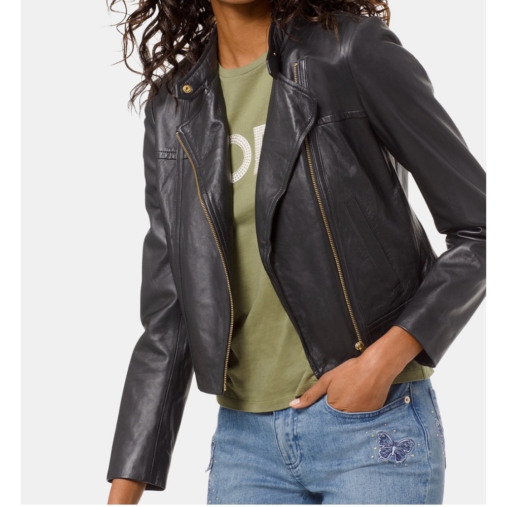 Michael Kors Black Leather Jacket XS excellent condition